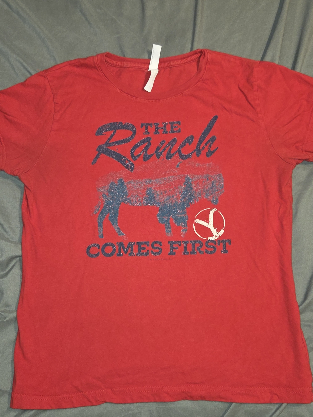 Red Womens Graphic Tee - 'The Ranch Comes First'